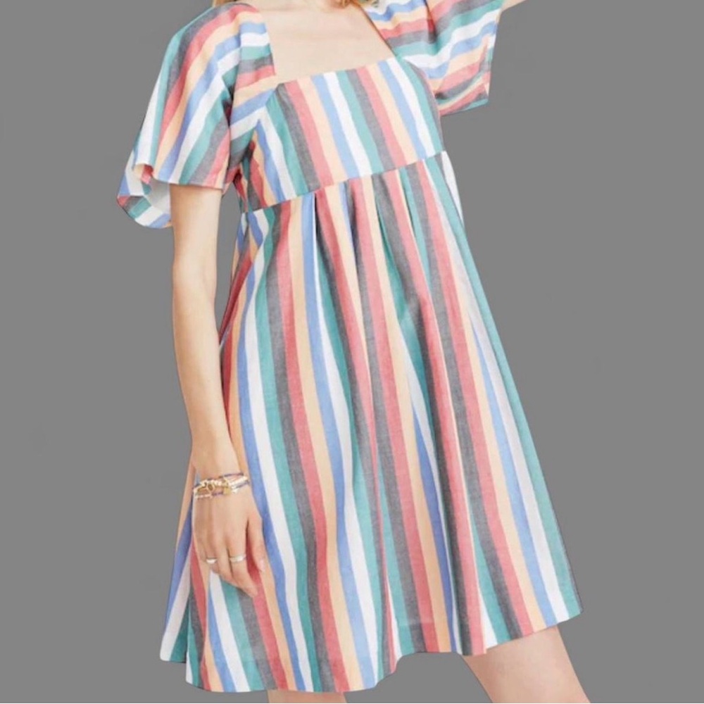 Madewell Pastel Stripe Square-Neck Dress